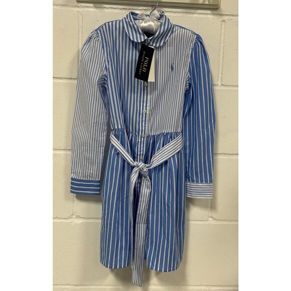 Polo Ralph Lauren Shirt Dress Blue Striped Button Down NEW NWT 6X Back to School